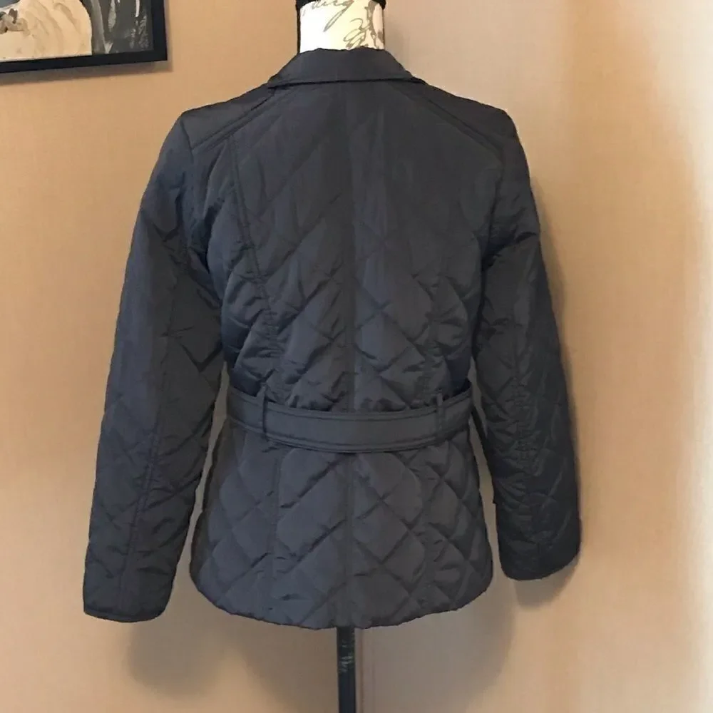 Gap Belted Puffer Coat Women's Size Small Petite Flinted Gray